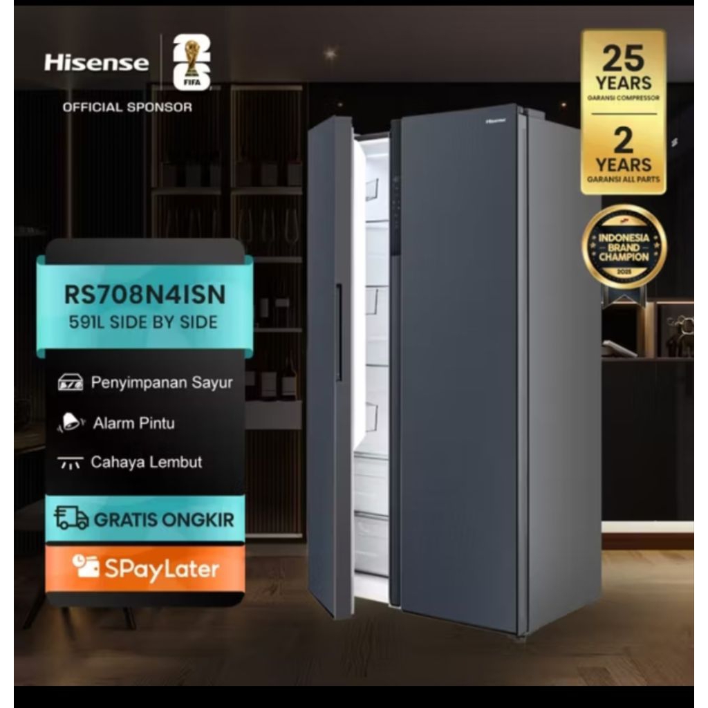 HISENSE KULKAS SIDE BY SIDE RS 708 N4