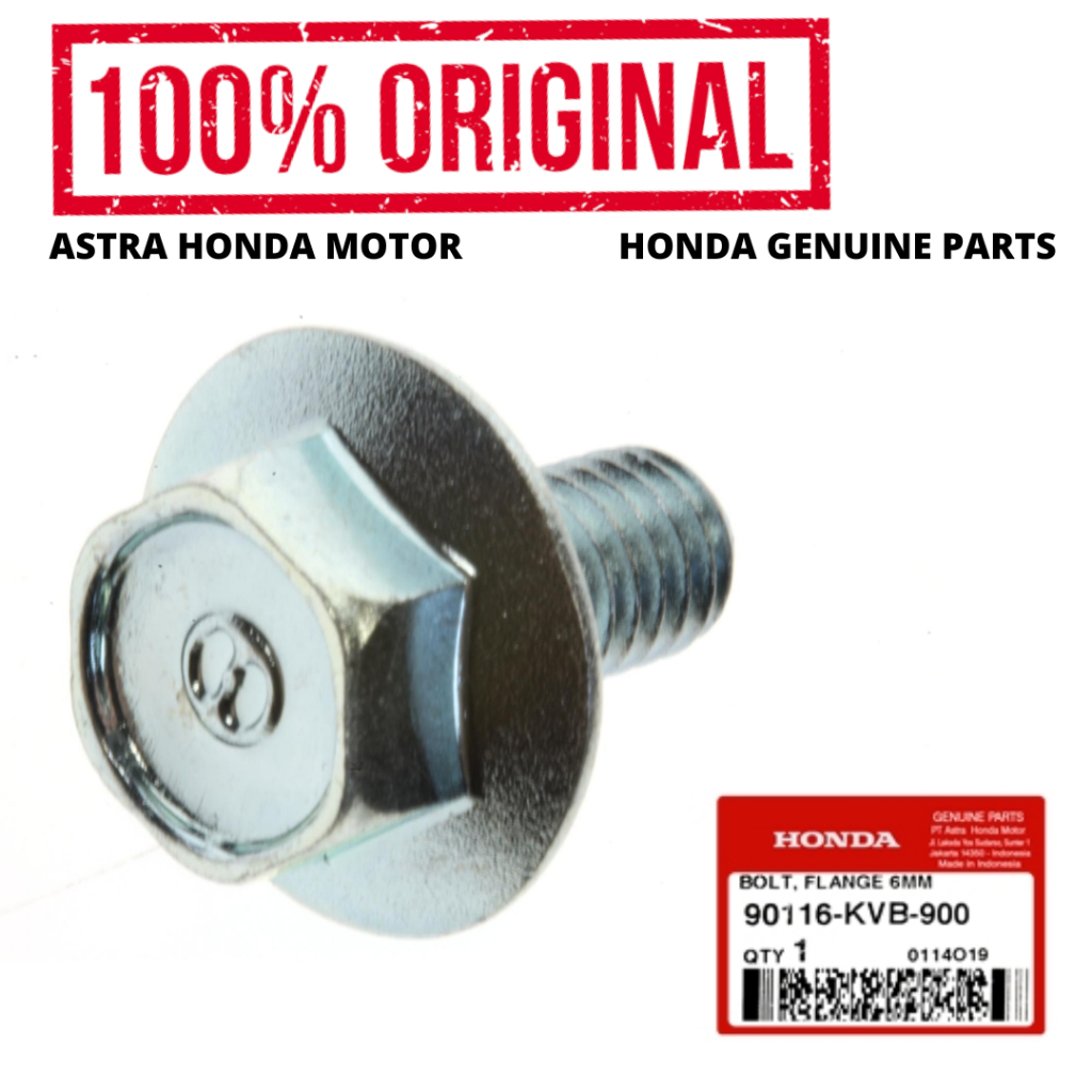 Baut Flange 6 mm BeAT Scoopy Vario Adv CB CBR 150R PCX Original Honda AHM 90116-KVB-900 Bolt Slebor 