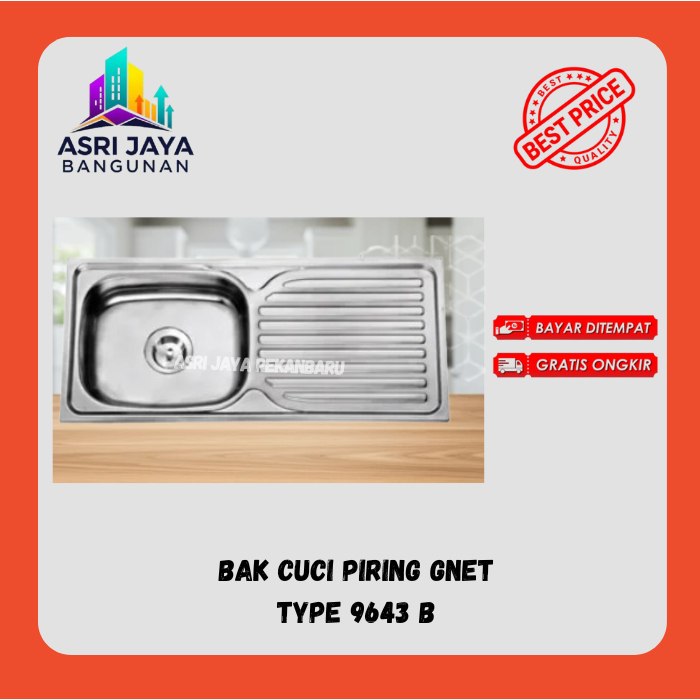BCP GNET Murah Stainles / Bak Cuci Piring GNET 9643A & 9643B Stainless Sink 1 Lubang + Sayap