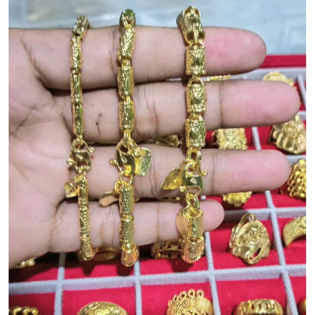 GELANG BAMBU GELANG EMAS GELANG WANITA LAPIS EMAS 24K SEPUHAN