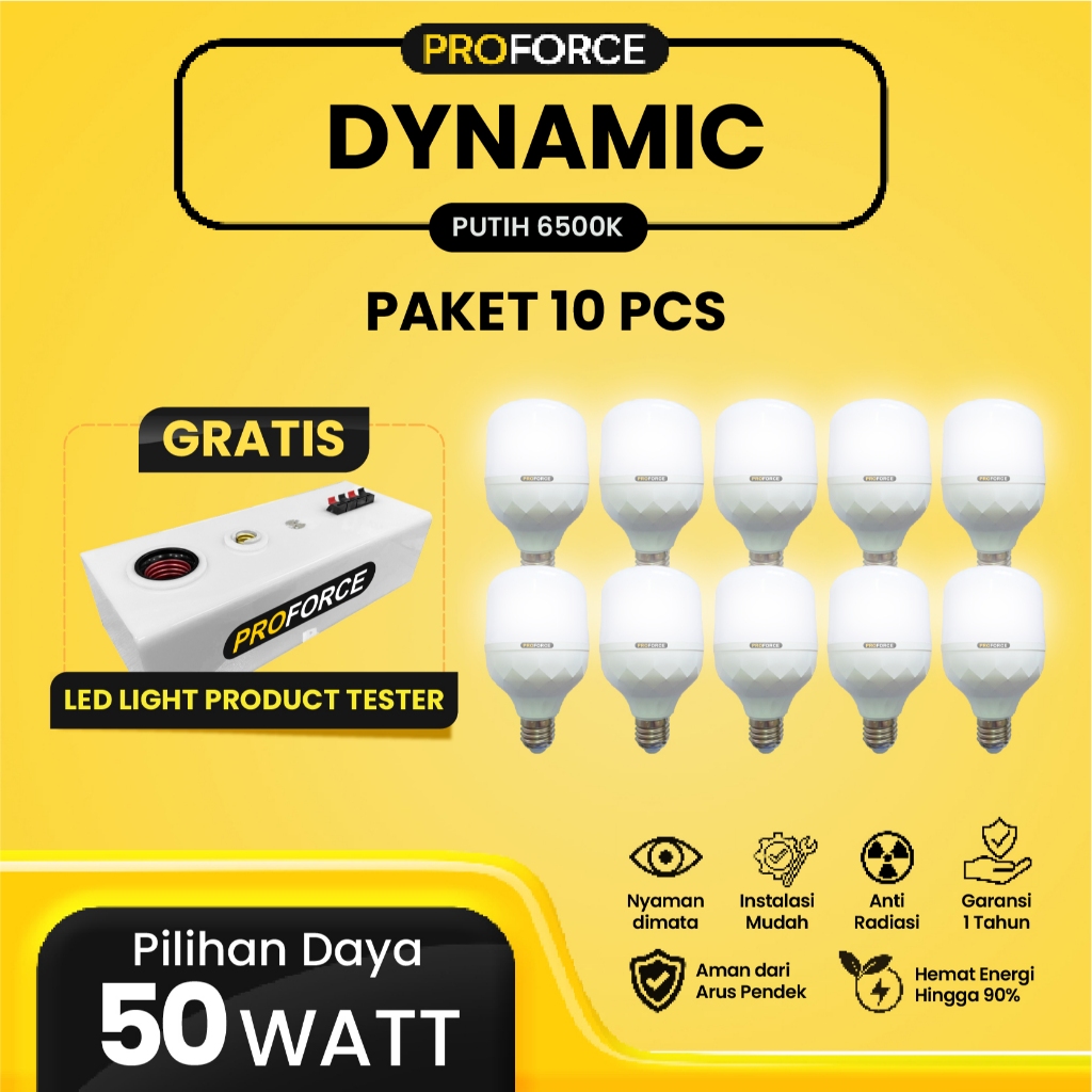 Lampu Bohlam LED Proforce Dynamic 50 Watt 5000 Lumen Paket 10 Pcs