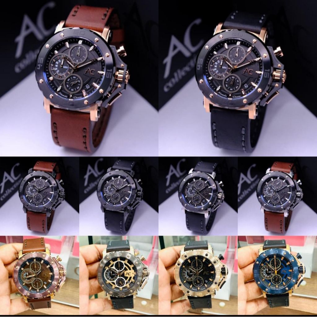 JAM TANGAN PRIA ALEXANDRE CHRISTIE AC 9205 AC9205 BLACK ROSEGOLD BROWN ORIGINAL-SOFTGOLD BlACK