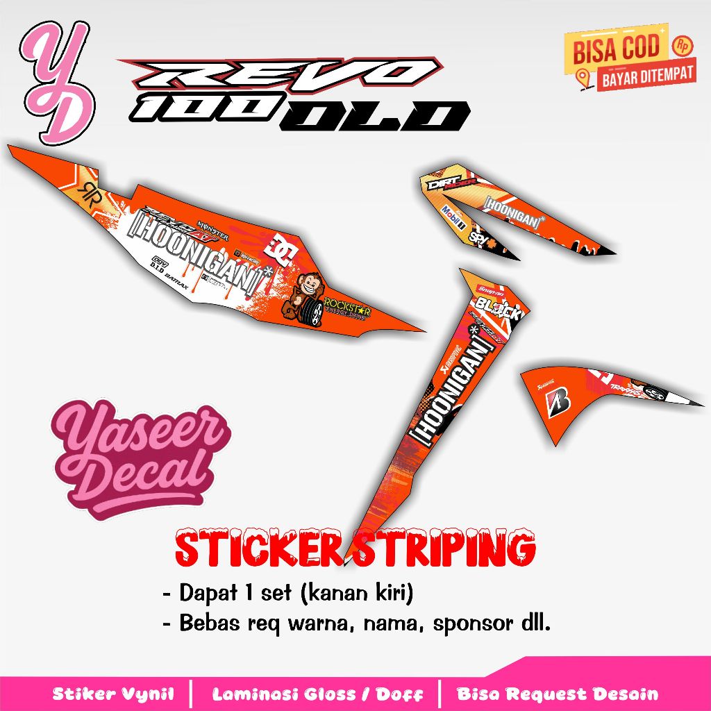 Striping Revo Lama - Sticker Striping Variasi Lis Revo Lama - Striping Hologram Revo Lama - Hoonigan
