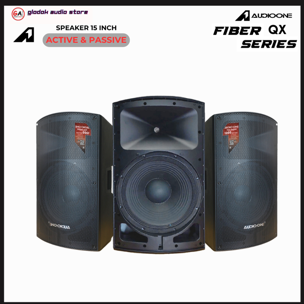Speaker 15 Inch QX 115 Aktif Pasif AUDIO ONE Bluetooth USB Monitor Original Box Fiber | GA