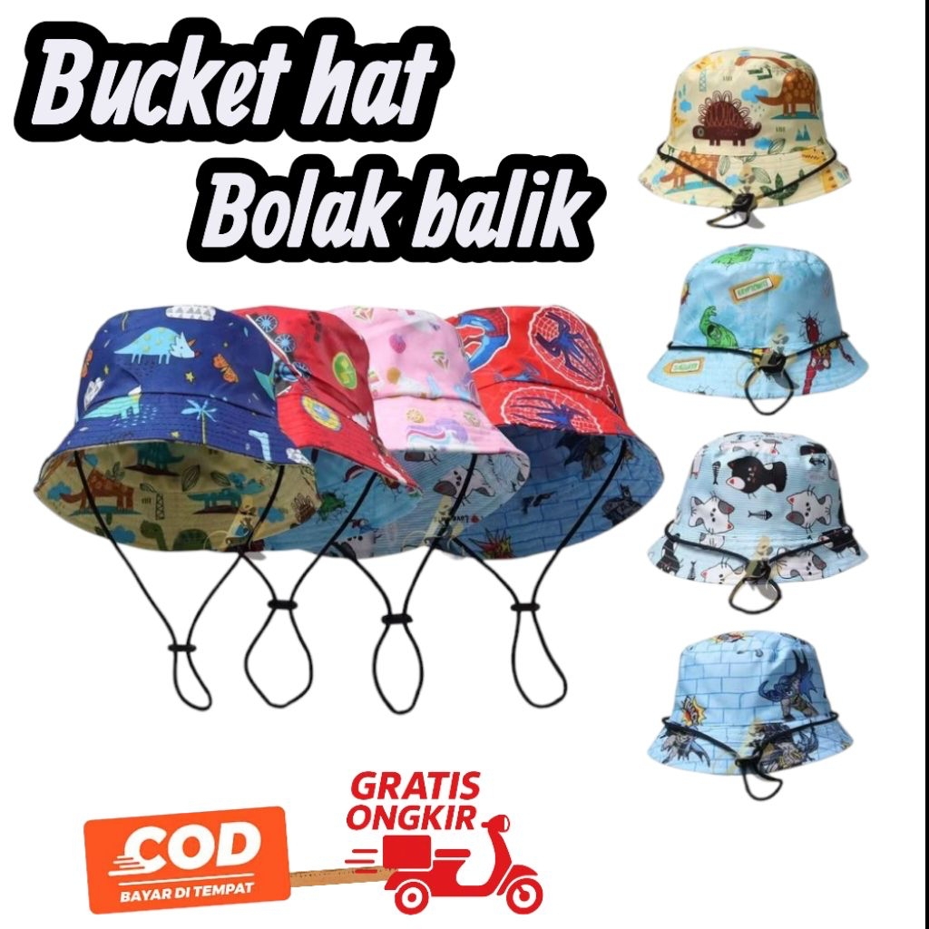 (grosir) topi bucket anak / topi baket anak ½kodi (10pcs) & 1kodi (20pcs)