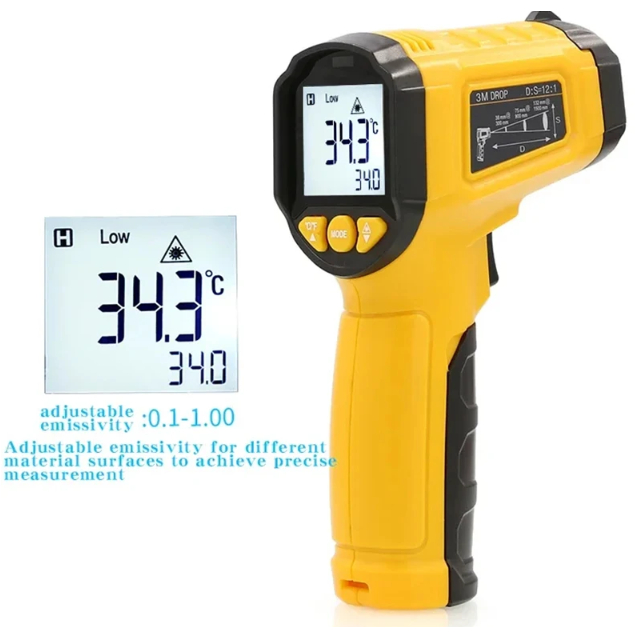 Termometer Industrial Digital Thermogun Infrared Laser LCD