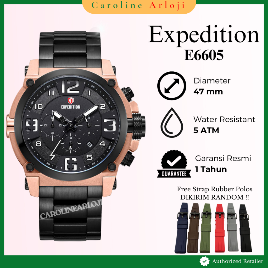 Original Jam Tangan Pria Expedition E6605 / E 6605  Garansi Resmi Rantai