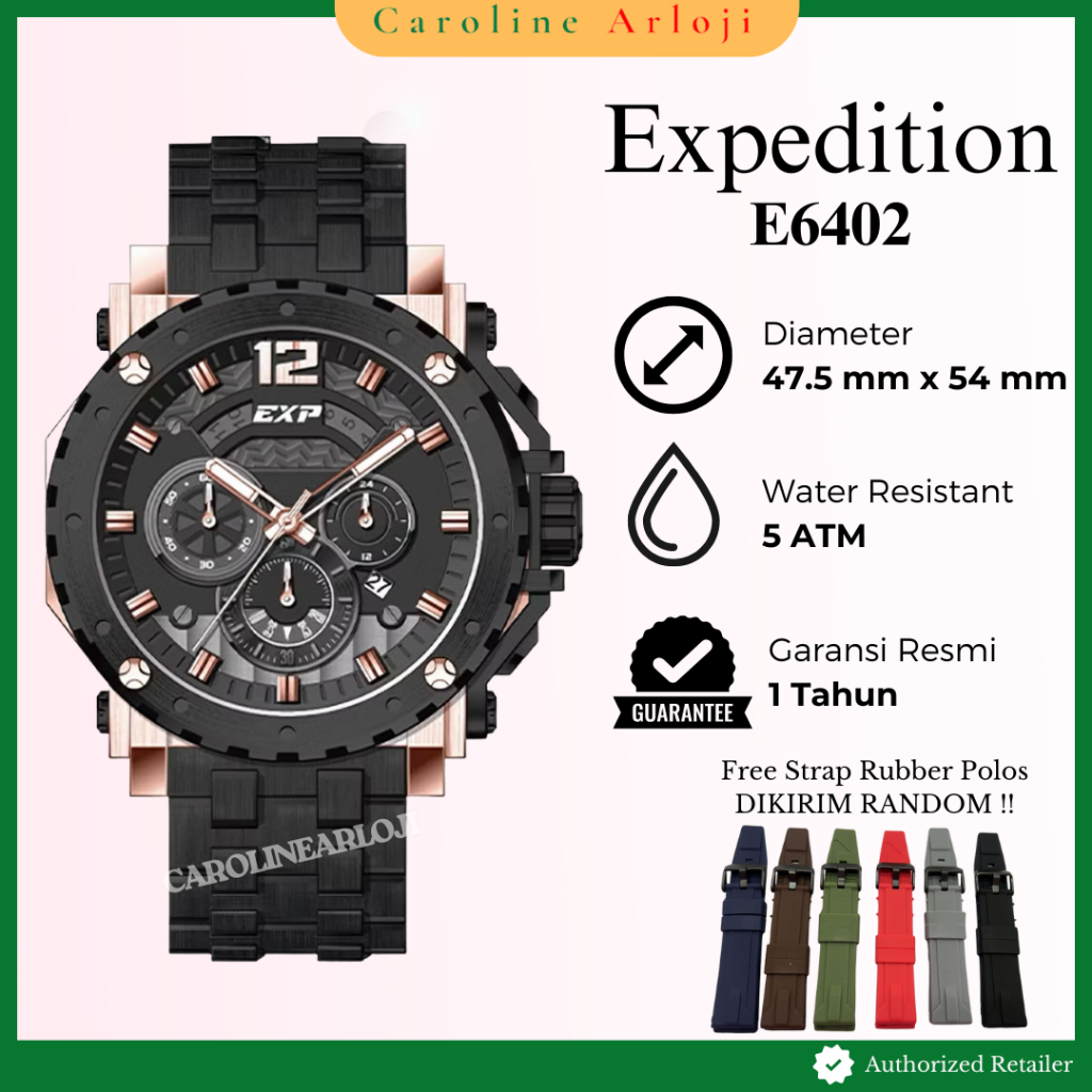 Jam Tangan Pria Expedition E6402 / E 6402 Original Garansi Resmi Rantai