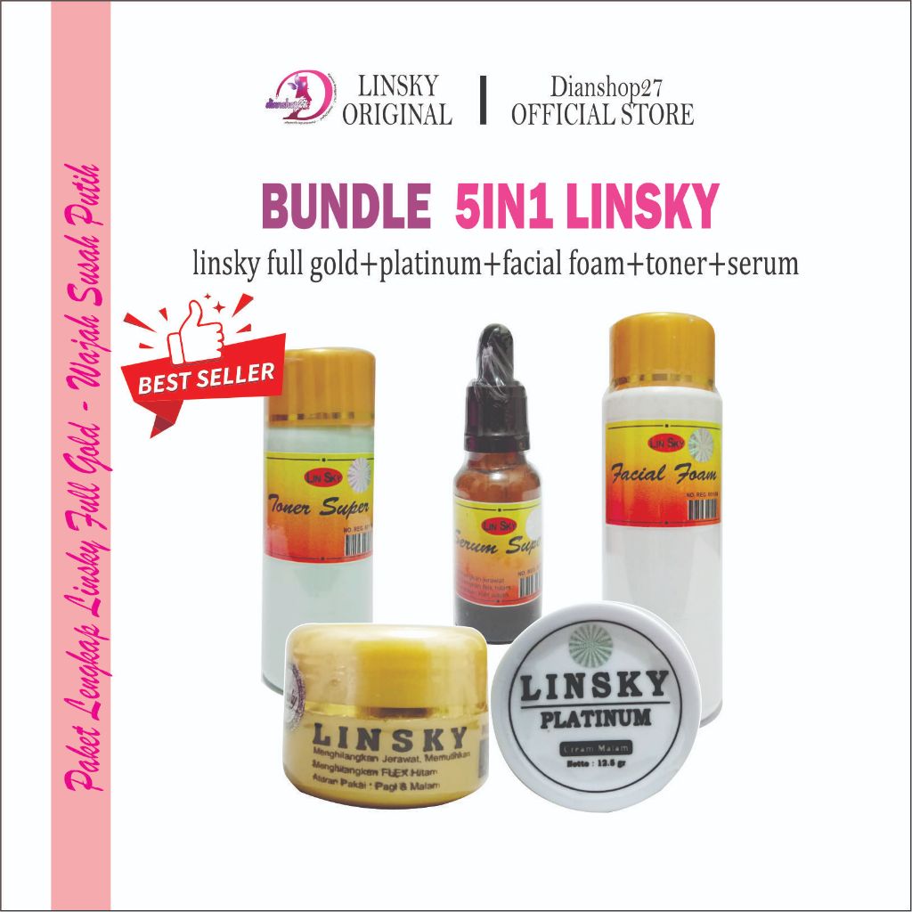 LINSKY FULL GOLD ORIGINAL - Paket lengkap dark sport susah putih / Cream susah putih /Cream Pemutih 