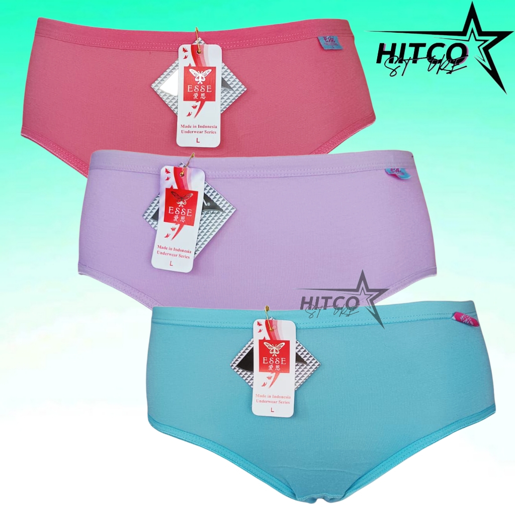 Paket 3 Pcs Celana Dalam Wanita Dewasa Dan Abg Polos Bahan Katun Lembut dan Cd Esse Sport Girl