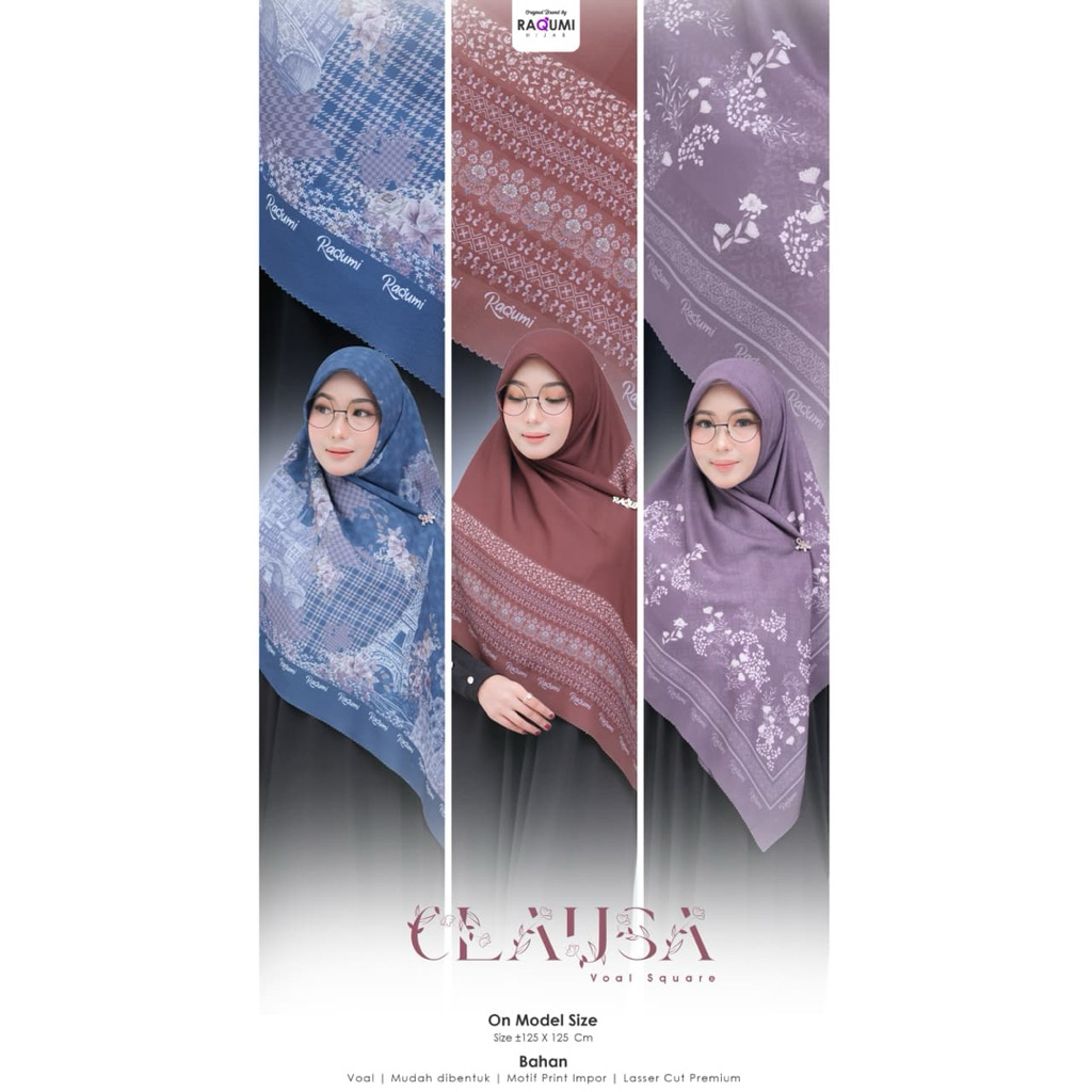 Square motif premium// Clausa Voal square ori by Raqumi hijab