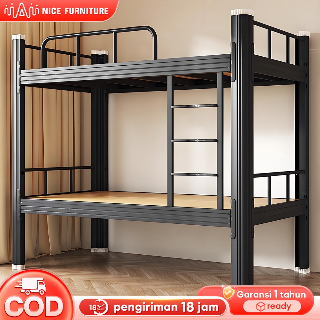 Ranjang Tingkat Besi Tempat Tidur Susun Asrama Tempat Tidur Anak Bunk Bed Susun Minimalis