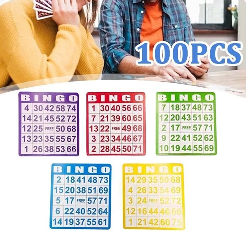 100 PCS/Set Kartu Bingo / Bingo Card / Kartu Bingo Ukuran Besarard Set Kartu Bingo Ukuran Besar 5 Wa