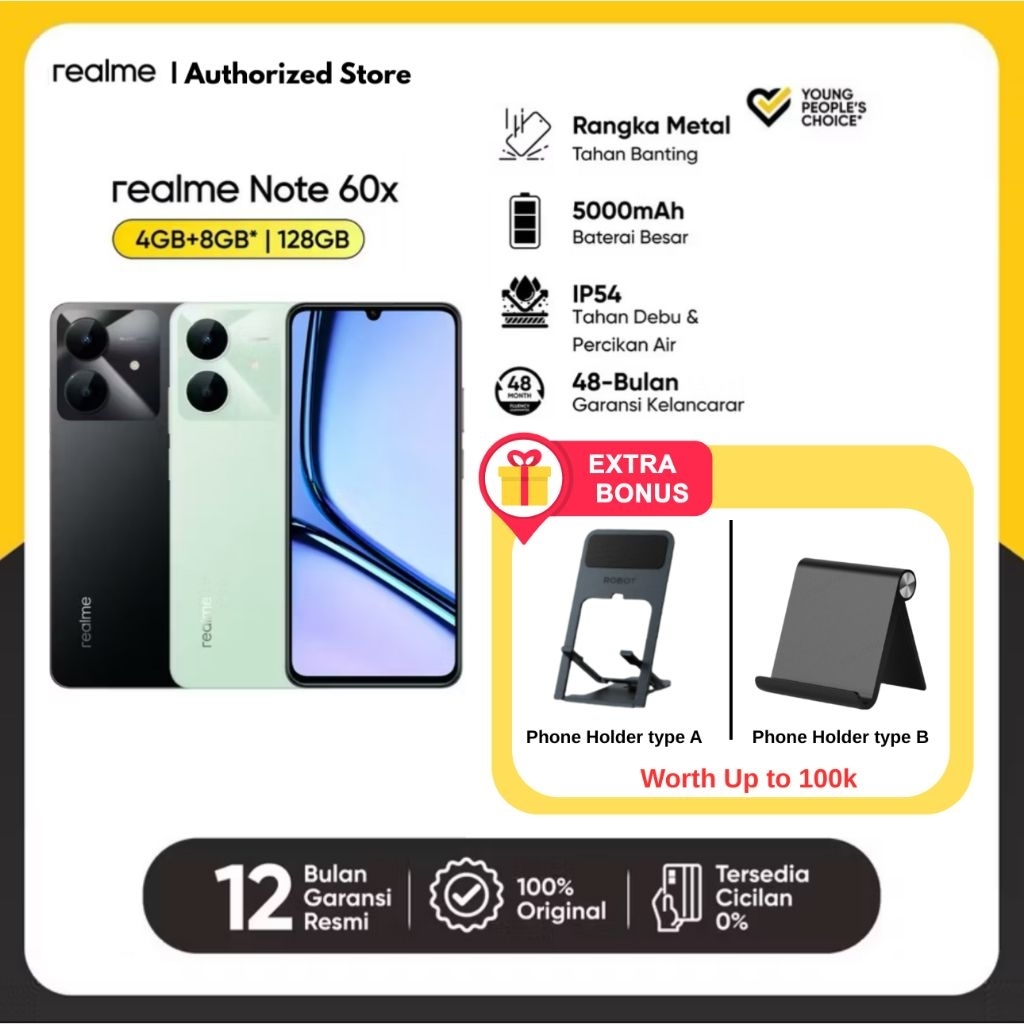 HP BARU REALME NOTE 60X RAM 4/64 HP ORIGINAL 100% GARANSI 12 BULAN