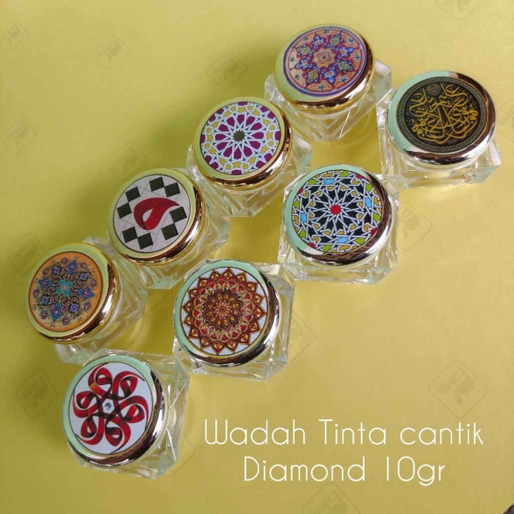 Pot krim wadah tinta kaligrafi cantik diamond 10gr