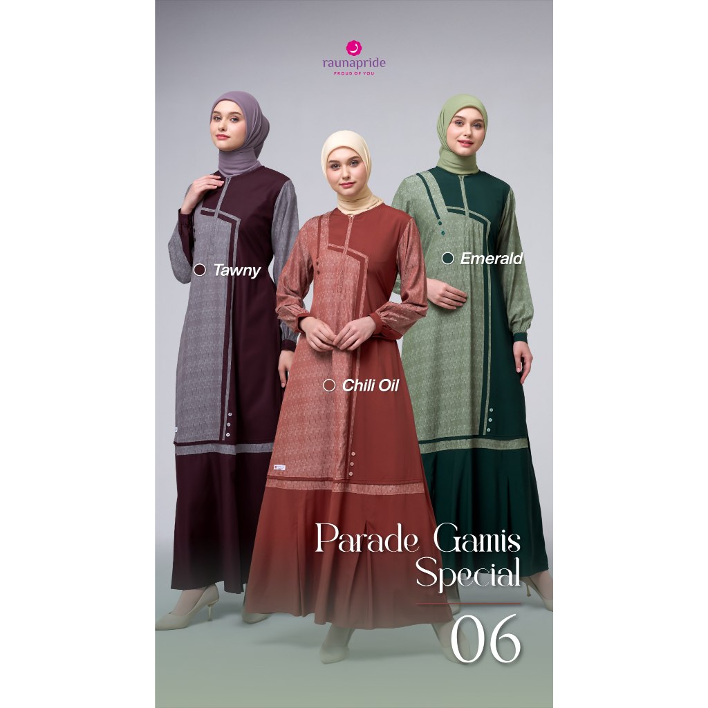 Gamis Wanita Gamis Rauna 06 Premium Elegan & Nyaman | Tawny / Chili Oil / Emerald Kekinian & Desain 