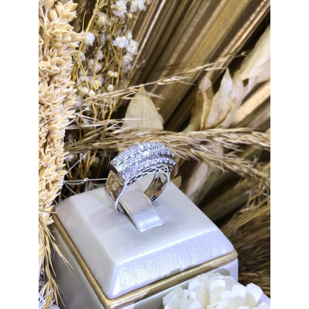 cincin listring 4 baris berlian eropa/natural diamond (334). CD193 , D.34: 1,25crat, Berat 5,4gr/kad