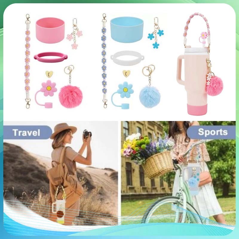 7 Buah Set Aksesoris Cangkir Stanley Tanley Cup Termasuk Boot Piala Siliocne, Pesona Gantungan Kunci