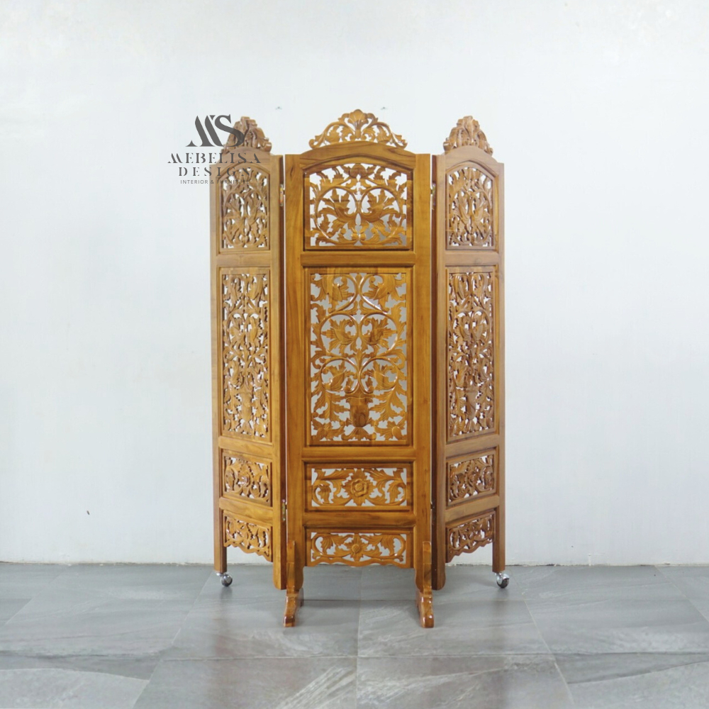 Sketsel Ukir Pintu 3 Partisi Kayu Jati Ukir Klasik