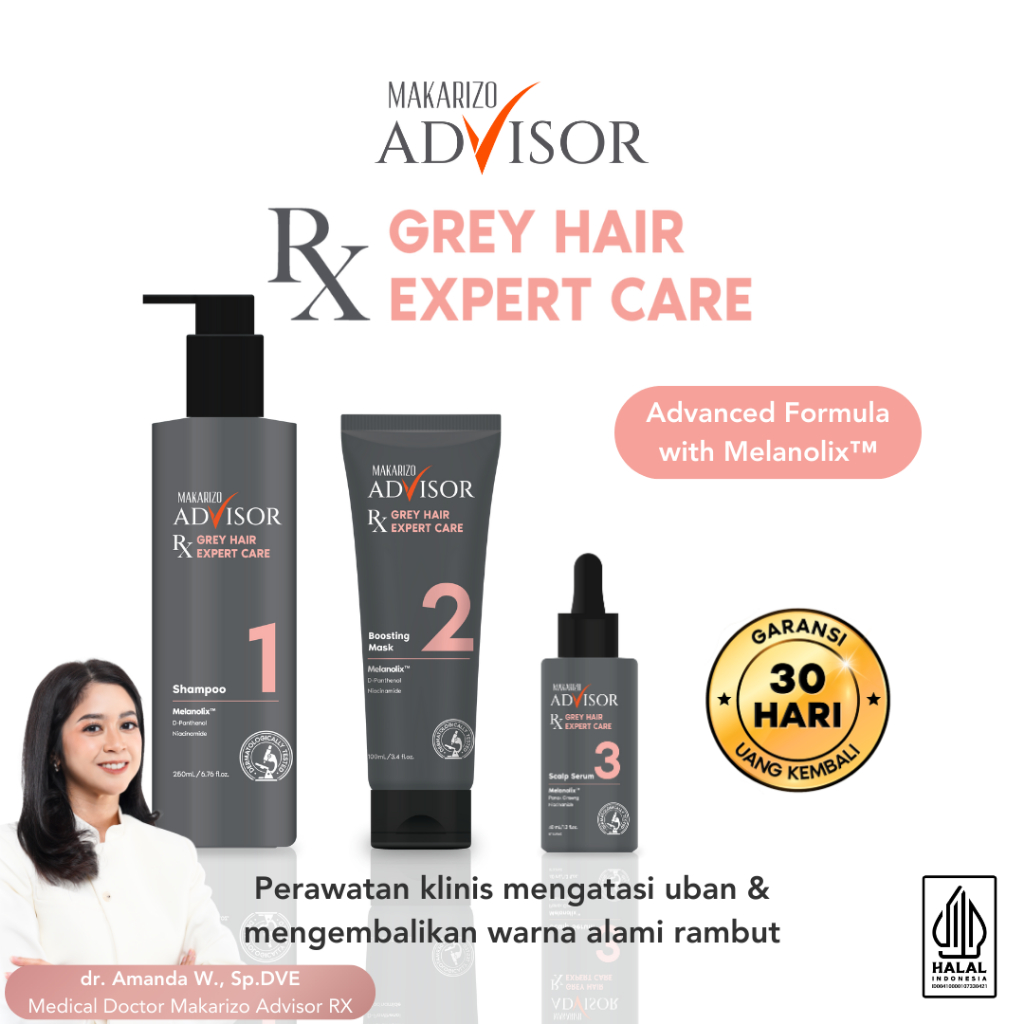 Makarizo Advisor RX Grey Hair Expert Care Series - Atasi Rambut Uban, Repigmentasi, Penghitam Uban /