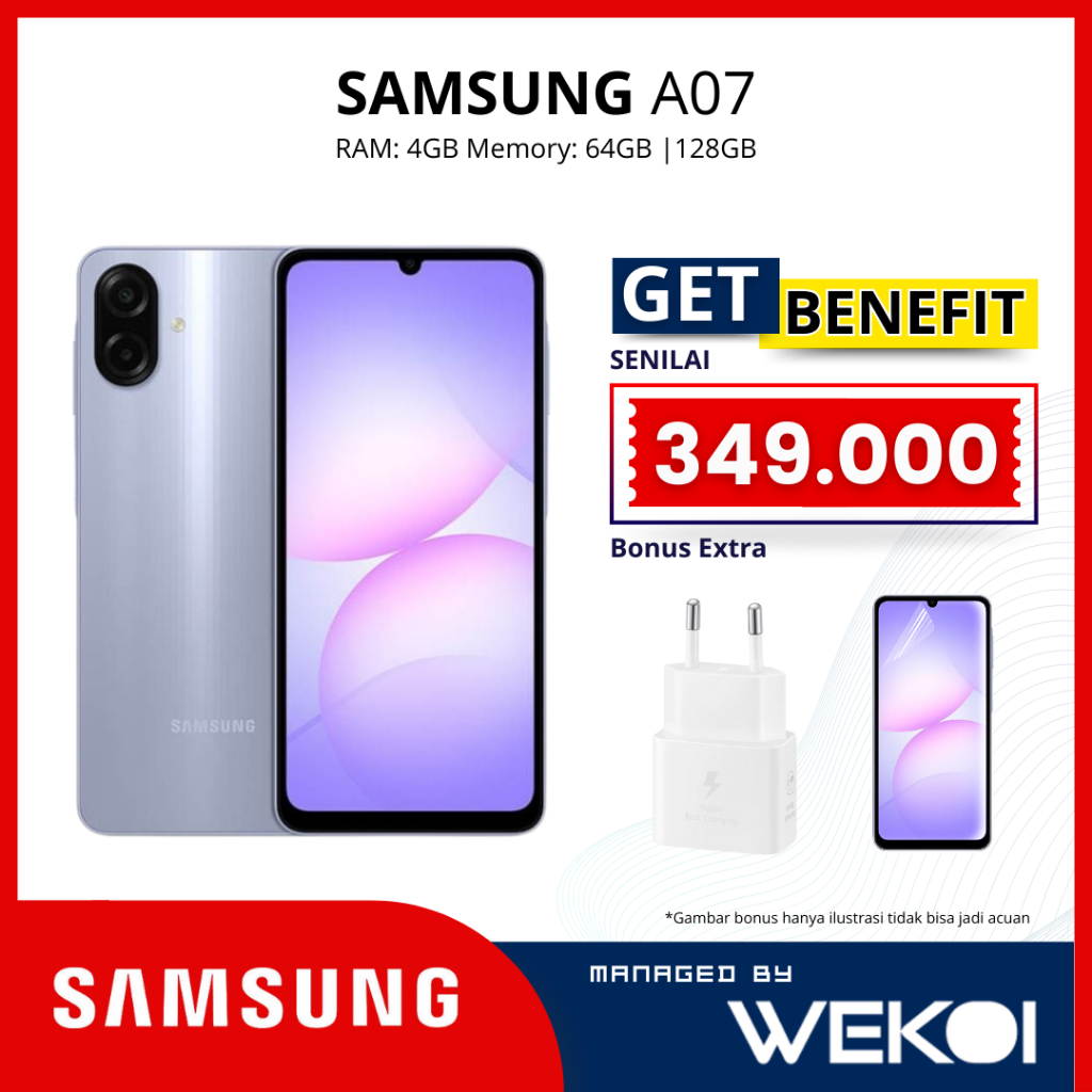 Samsung Galaxy A07 4G/LTE Ram 4GB Internal 64GB Original Garansi Resmi Indonesia 1 Tahun