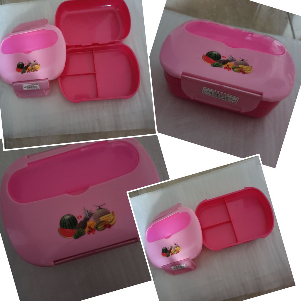Preloved tempat makan kotak bekal owl plast pink