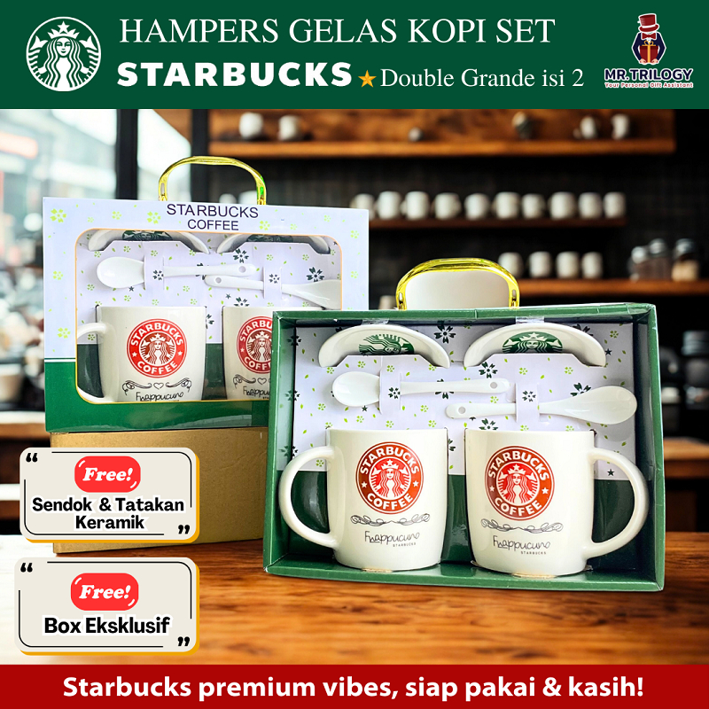 Mug Kopi STARBUCKS DOUBLE GRANDE Tahan Panas FREE Box Ekslusifh Hampers Gelas Cangkir Kopi Aesthetic