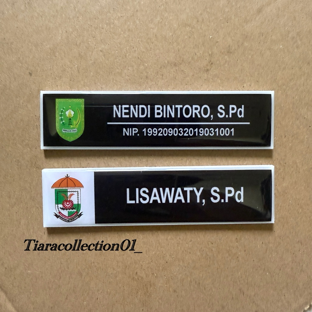 Papan Nama Dada Akrilik Resin Murah + Pin Korpri Kuningan Lencana Korpri