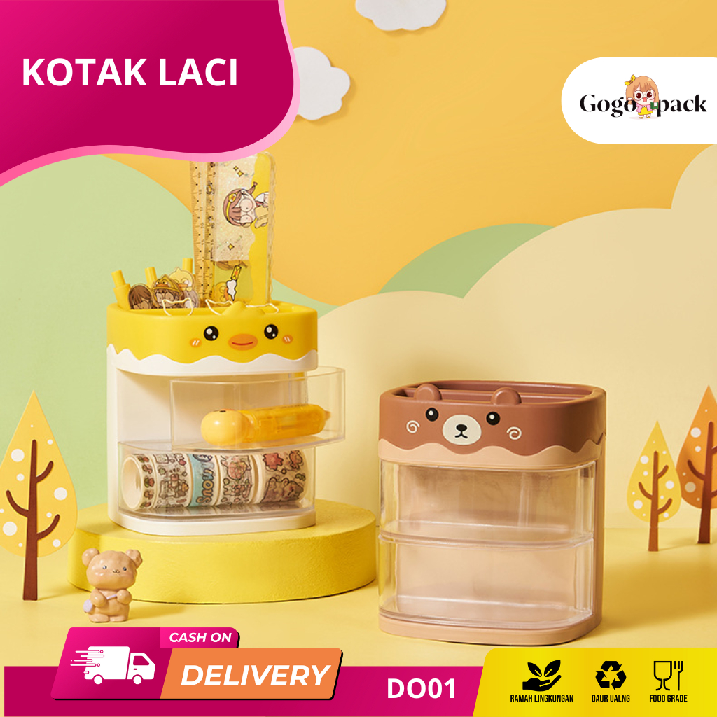 Laci Susun Unik/ Drawer Storage/ Tempat Penyimpanan ATK Multifungsi Rak Laci Meja 2 Susun DO01