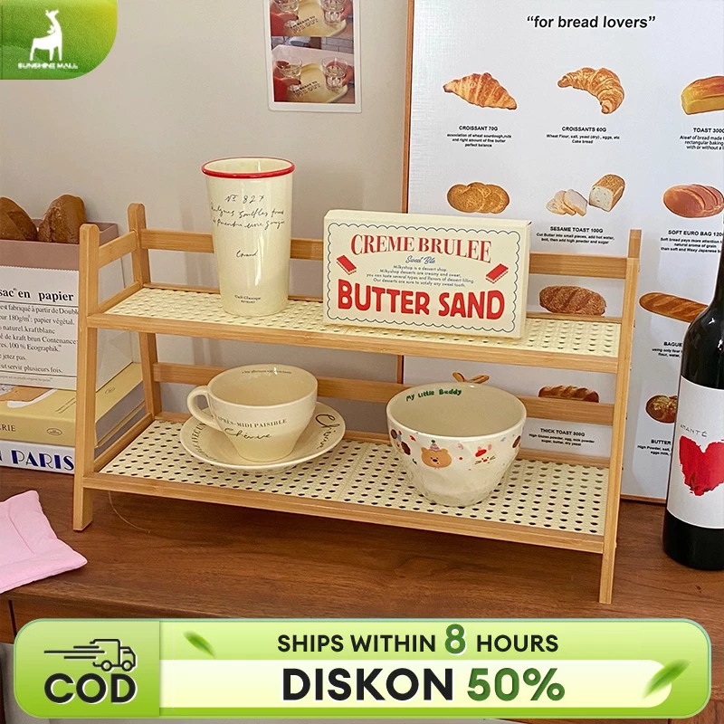 Rak Bumbu Dapur Kayu Rak meja Rak Dapur Serbaguna Rak Cangkir  Rak Botol Bumbu Rak Penyimpanan