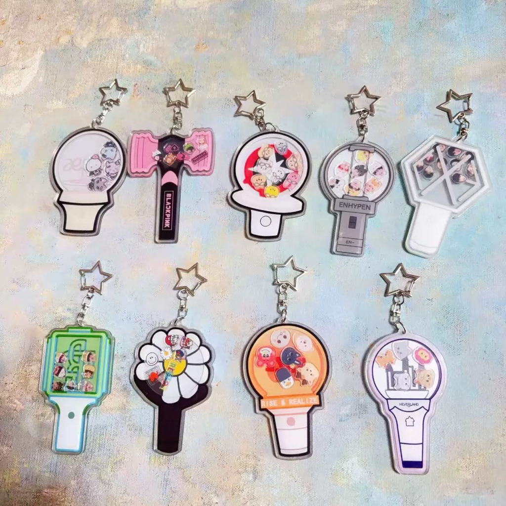 [READY] Keychain Shaker KPOP — Bag Charm Gantungan Kunci Aespa Enhypen Riize NCT Dream Wish