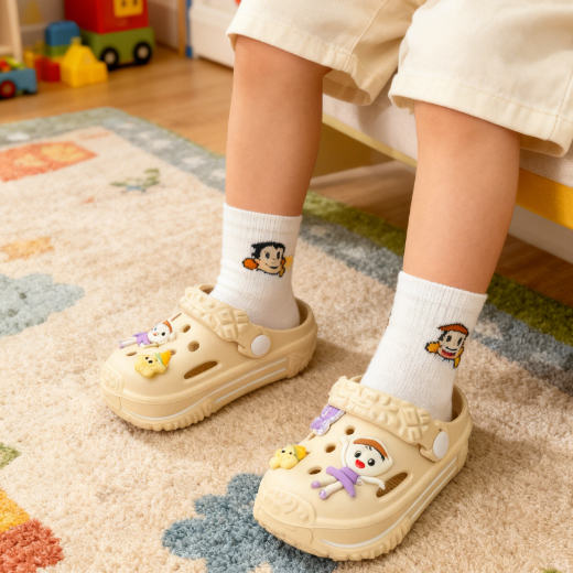 Sepatu selop anak-anak, sandal anak-anak berwarna polos, sandal anak-anak anti-selip, sandal anak-an