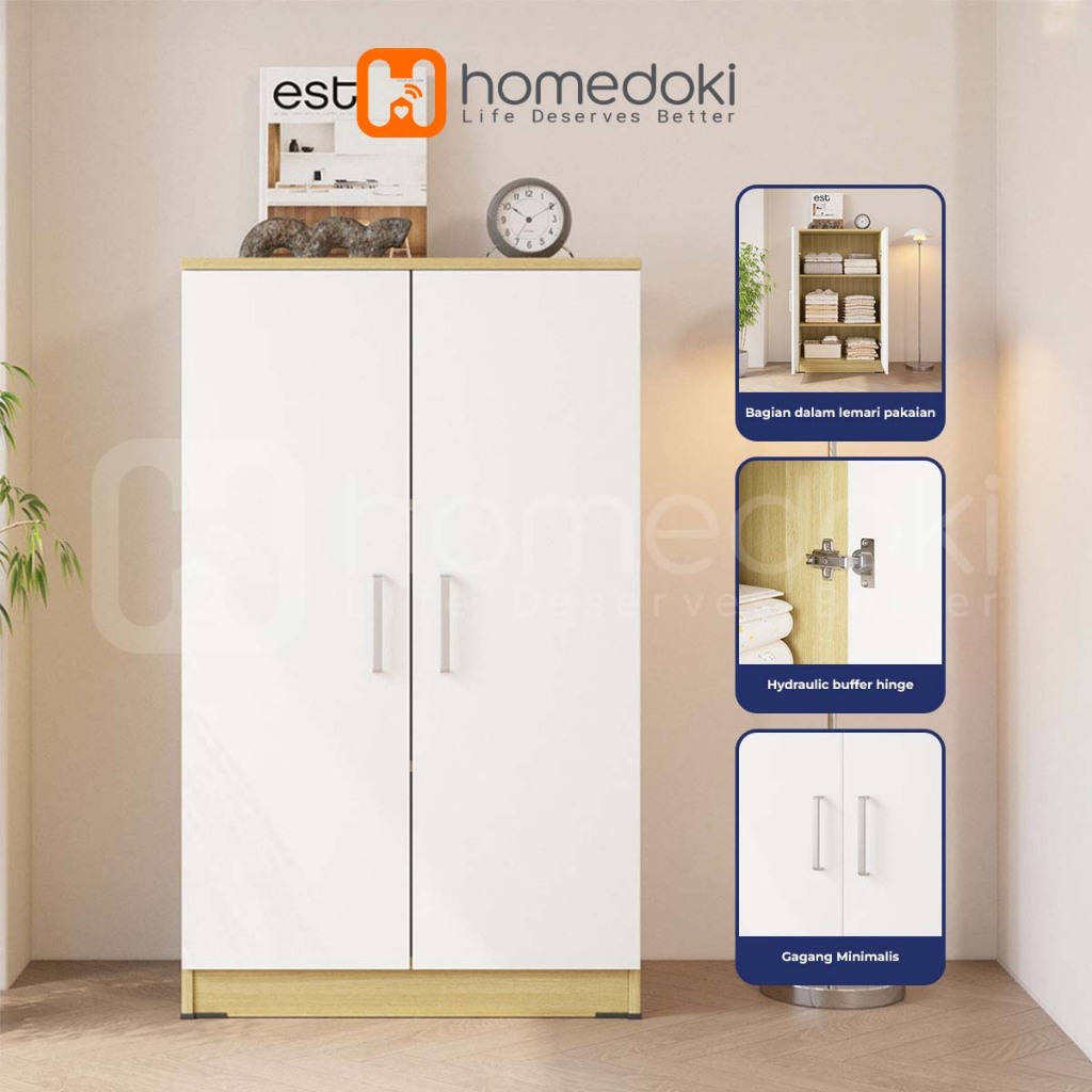Homedoki Lemari Baju/Lemari Pakaian/Lemari Pakaian Aesthetic/Lemari Pakaian Minimalis/Lemari Pakaian