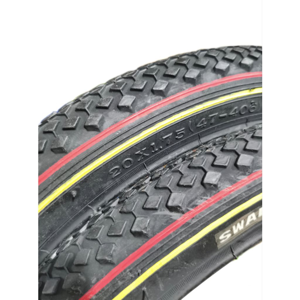 Ban Luar Sepeda List 2 Kuning Merah 20 x 1.75 Swallow Ban Luar BMX Minion Lipat Mini 20 x 1.75 | Kua