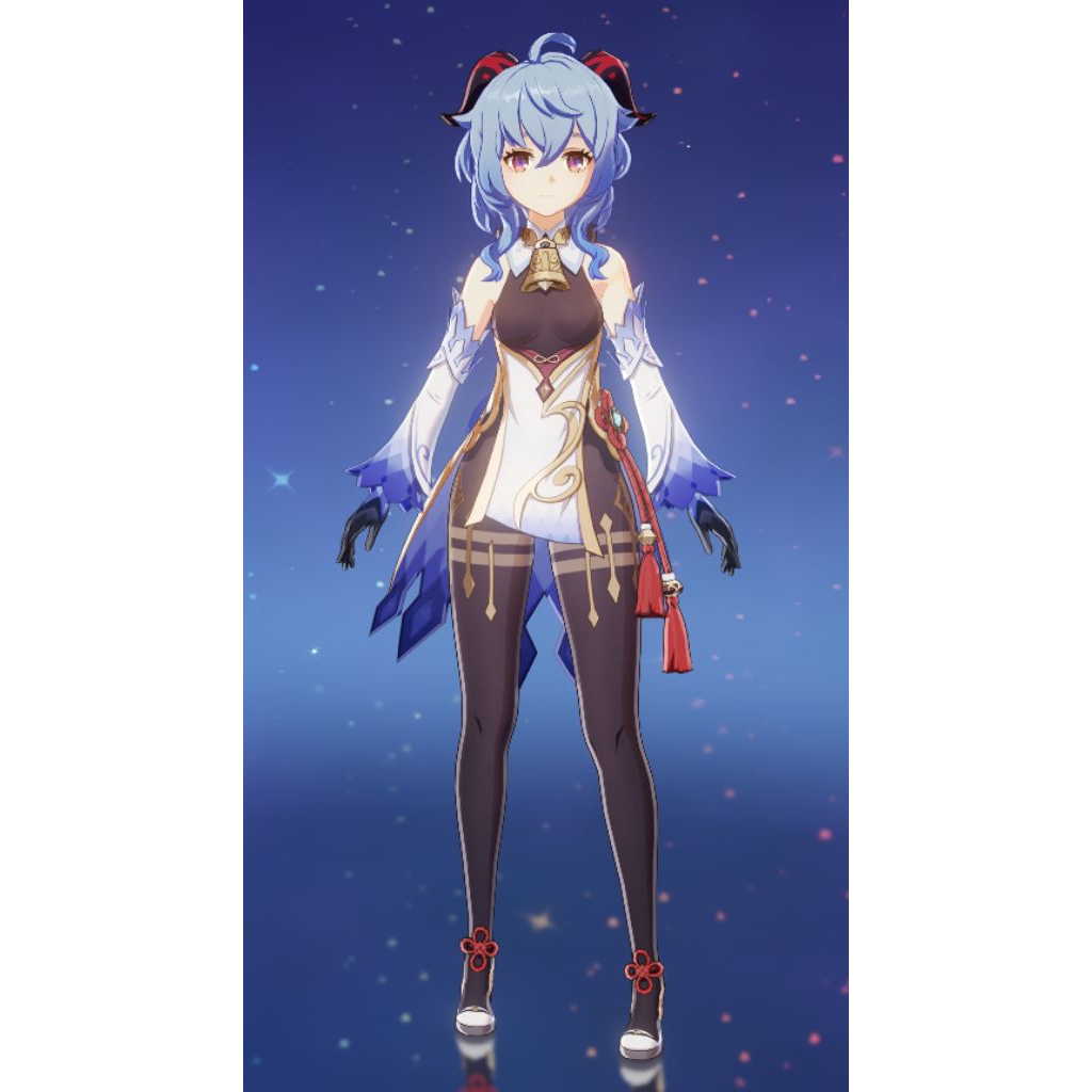 Preloved Fullset Cosplay Ganyu Genshin Impact Size XL Lengkap Wig Aksesories Yangyangwo Manmei Panja