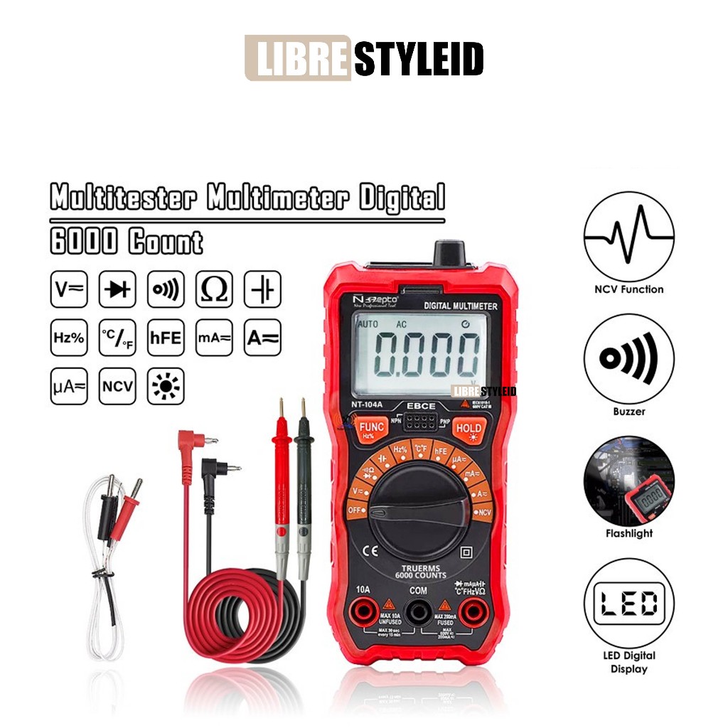 Nepto NT-104A Multimeter Multitester NCV Digital Pengukur Arus Listrik