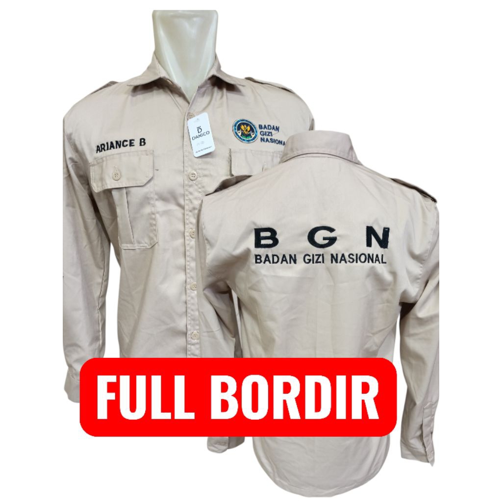 SERAGAM BGN TERBARU FULL BORDIR/KEMEJA BGN TERBARU FULL BORDIR CREAM/ SERAGAM BGN/KEMEJA BGN