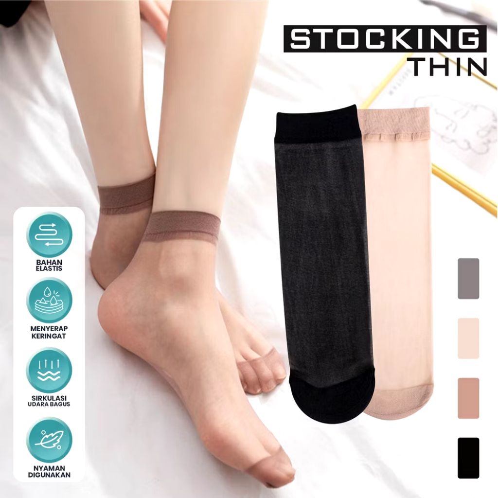 Kaos kaki pendek wanita transparan