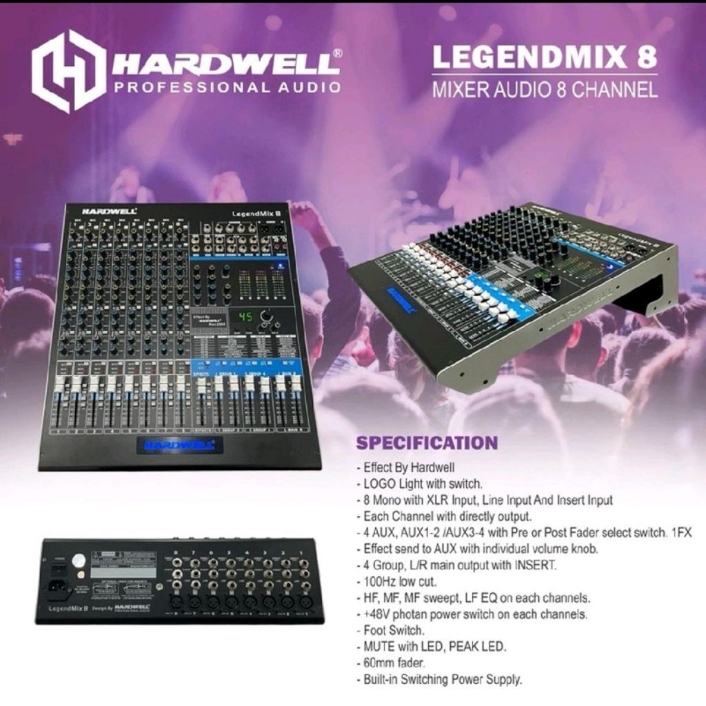 Mixer Audio Hardwell 8 Channel Legendmix 8 Mixer Hardwell 8 Channel