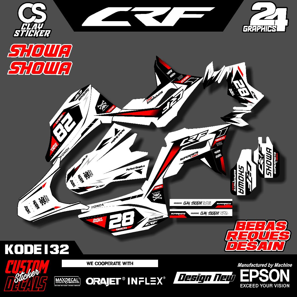 Decal Stiker Motor CRF 150L Full Body – Bahan Tebal & Awet – Free Request Nama & Sponsor Kode 132