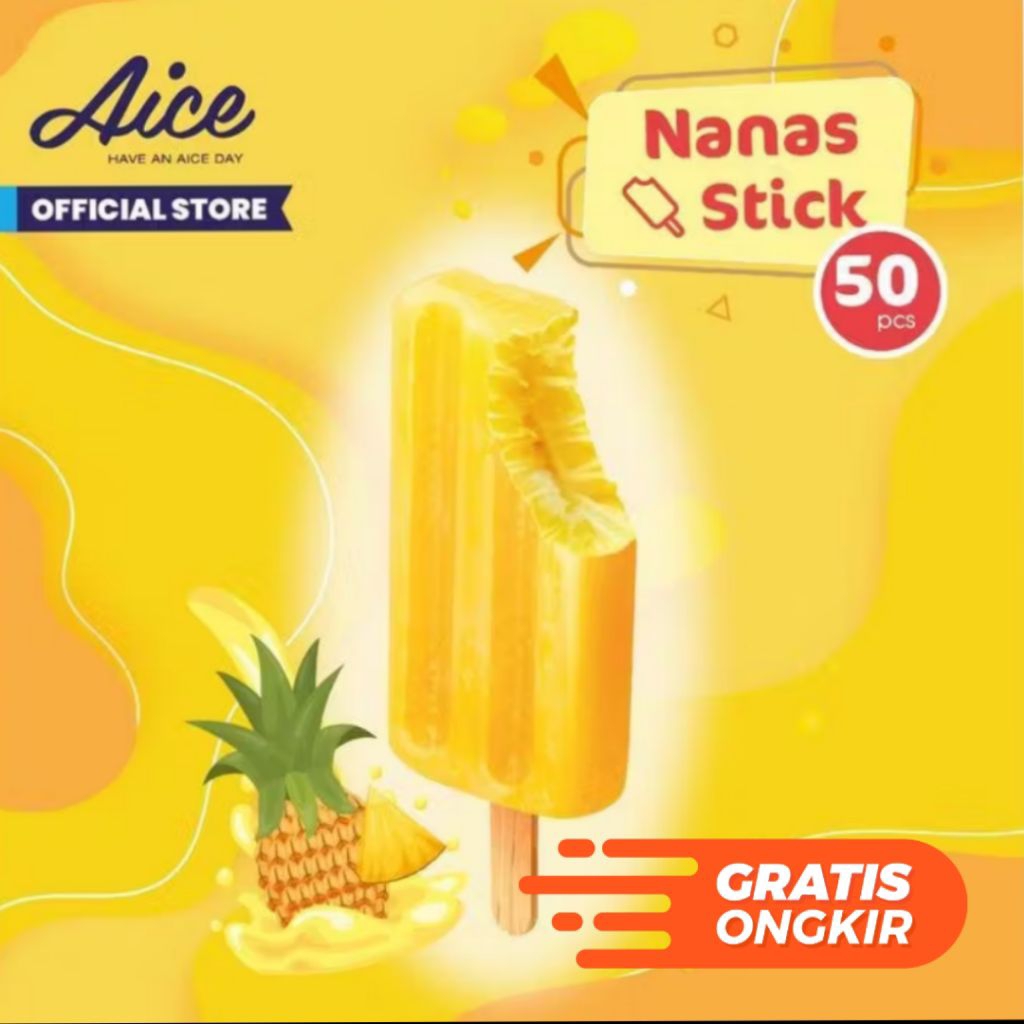 Aice Ice Cream Stik Nanas Satu Dus Isi 50 Pcs