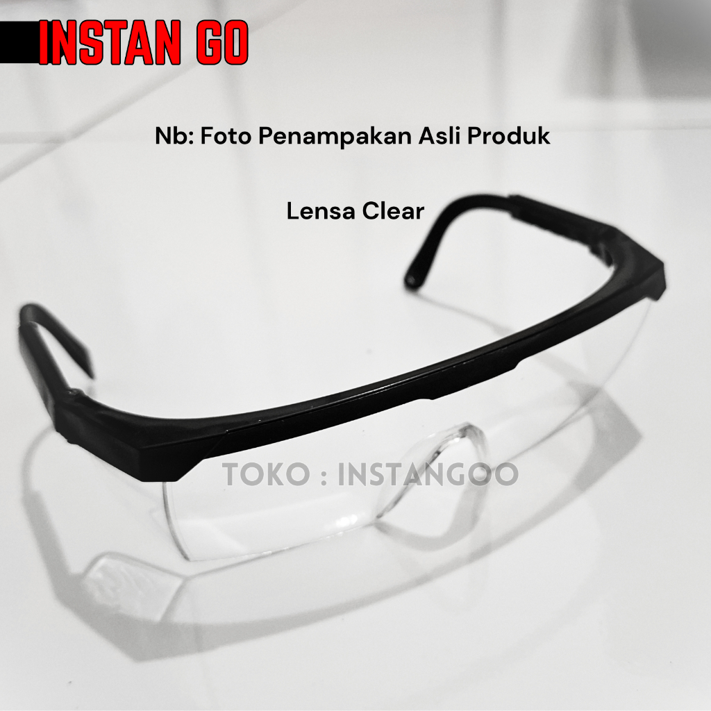 Kacamata Gerinda Anti Debu Lensa Bening Kacamata Safety Laboraturium Clear Pelindung Debu