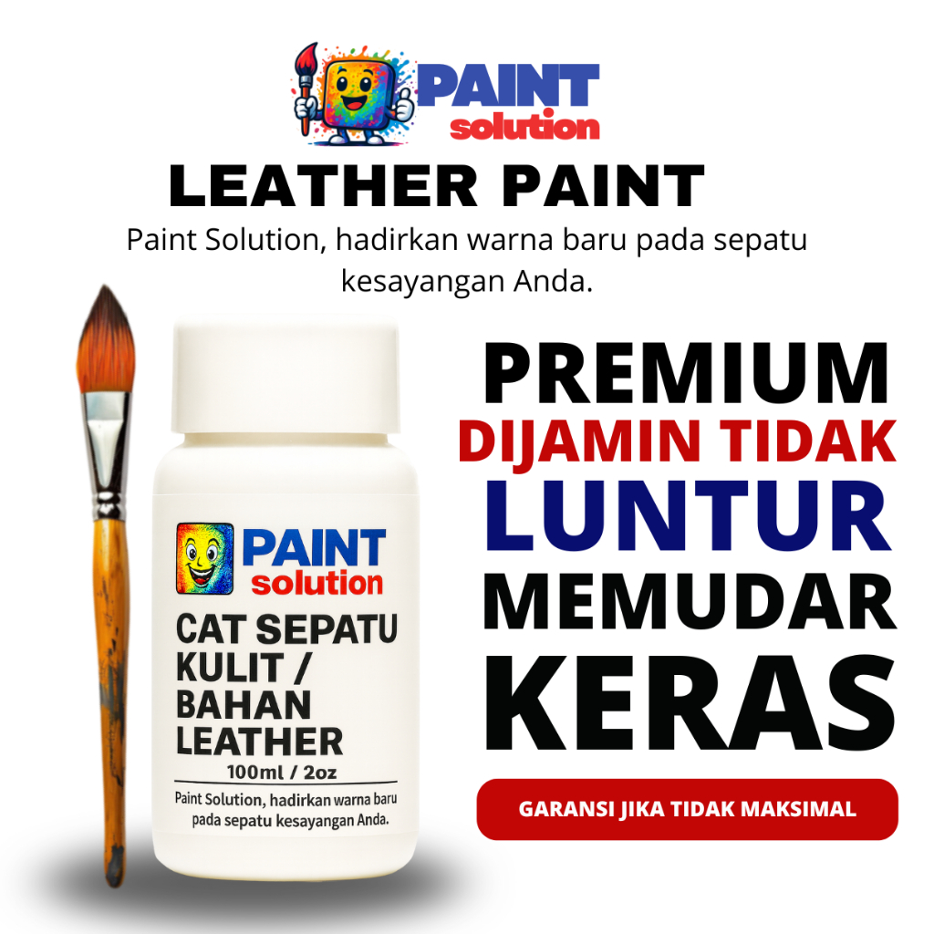 Cat Sepatu Kulit Topi Tas kulit permanen + & Kuas Leather paint Cat Sepatu Repaint Tas Leather SKU-L