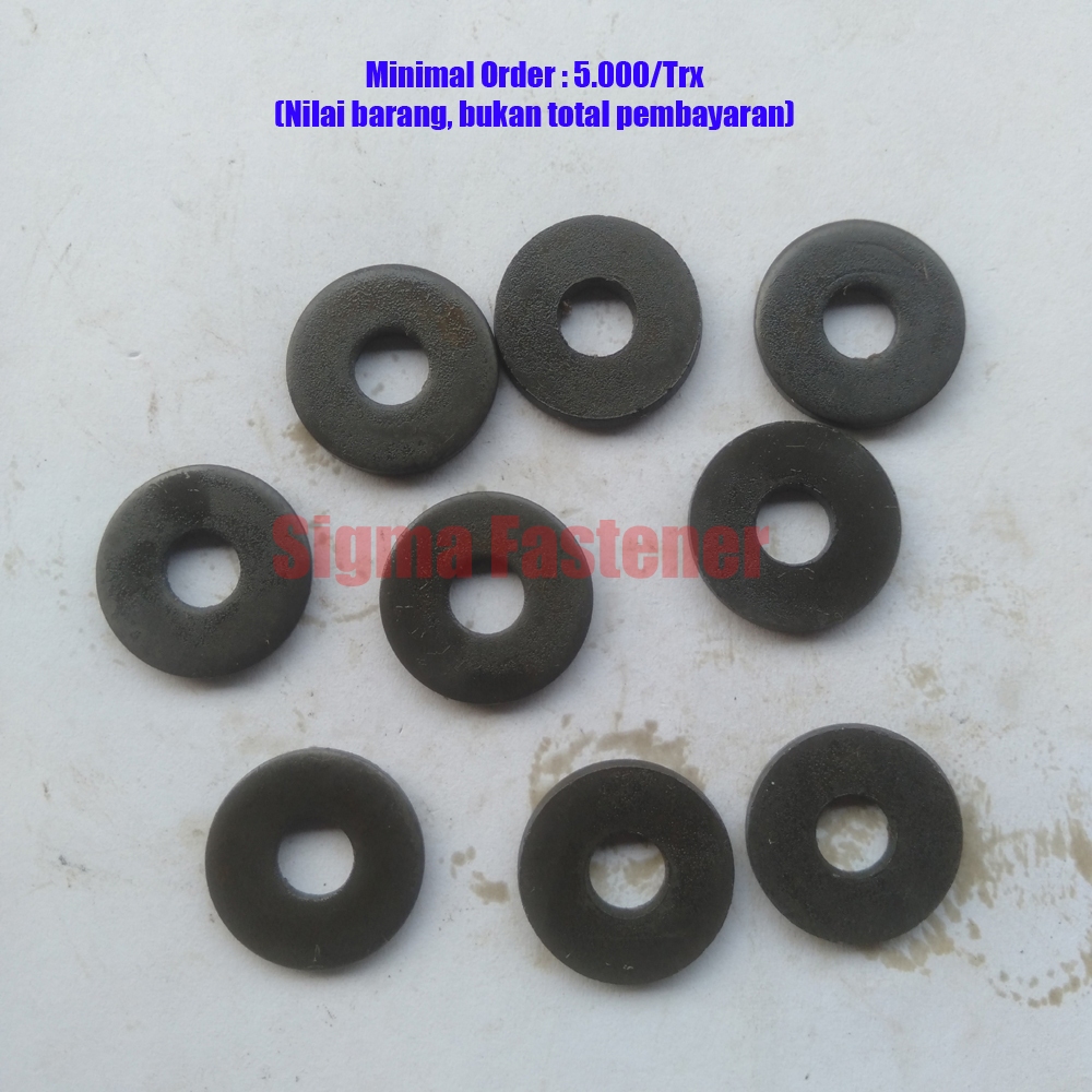 Ring plat hitam lebar tebal M6x18