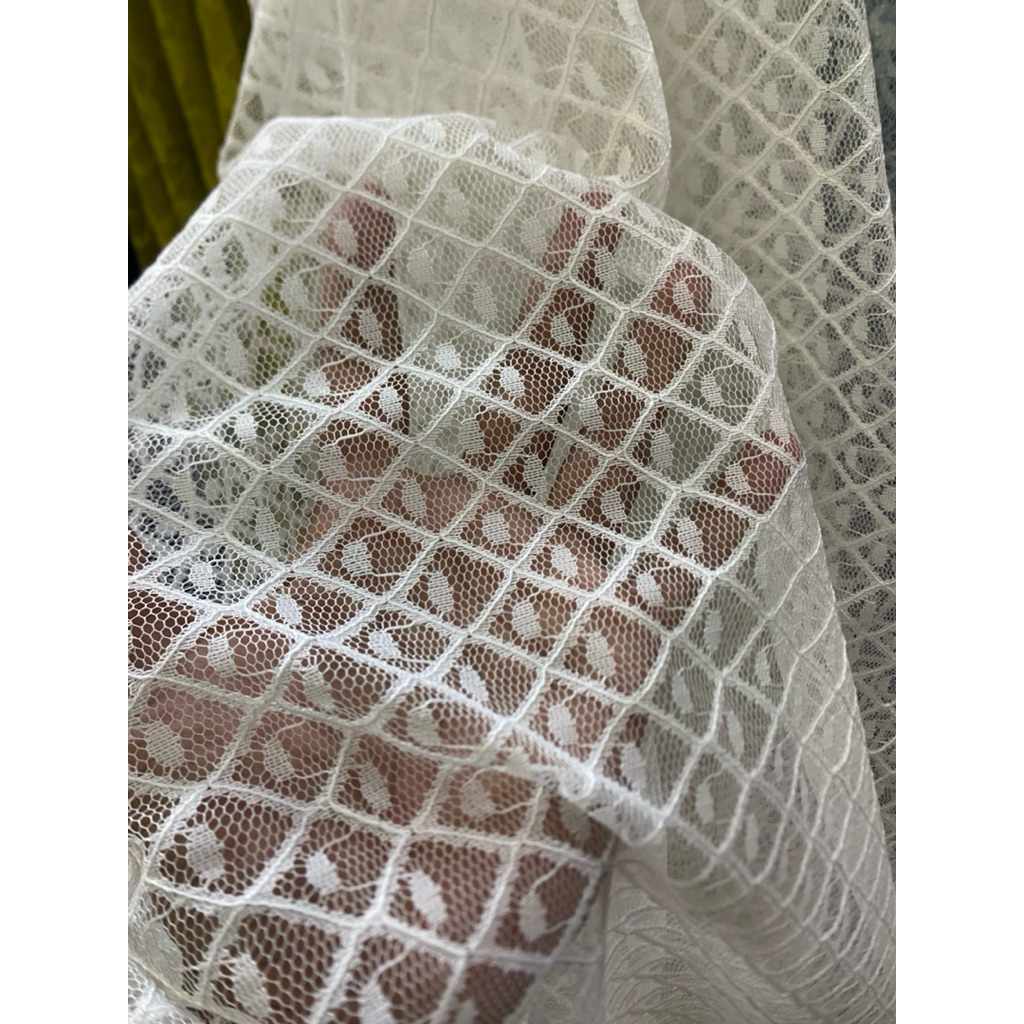 KAIN BROKAT TILE MOTIF DIAMOND MESH/ KAIN KEBAYA BROKAT KOTAK-KOTAK/NORVINA