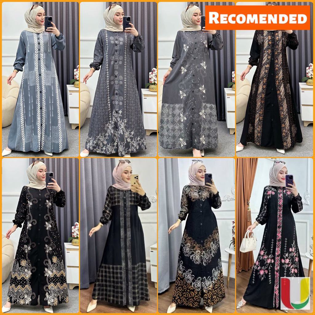 Batik Usman - Gamis Twill Rayon Premium Model Kancing Terbaru Jumbo Syari Kekinian Batik Cap