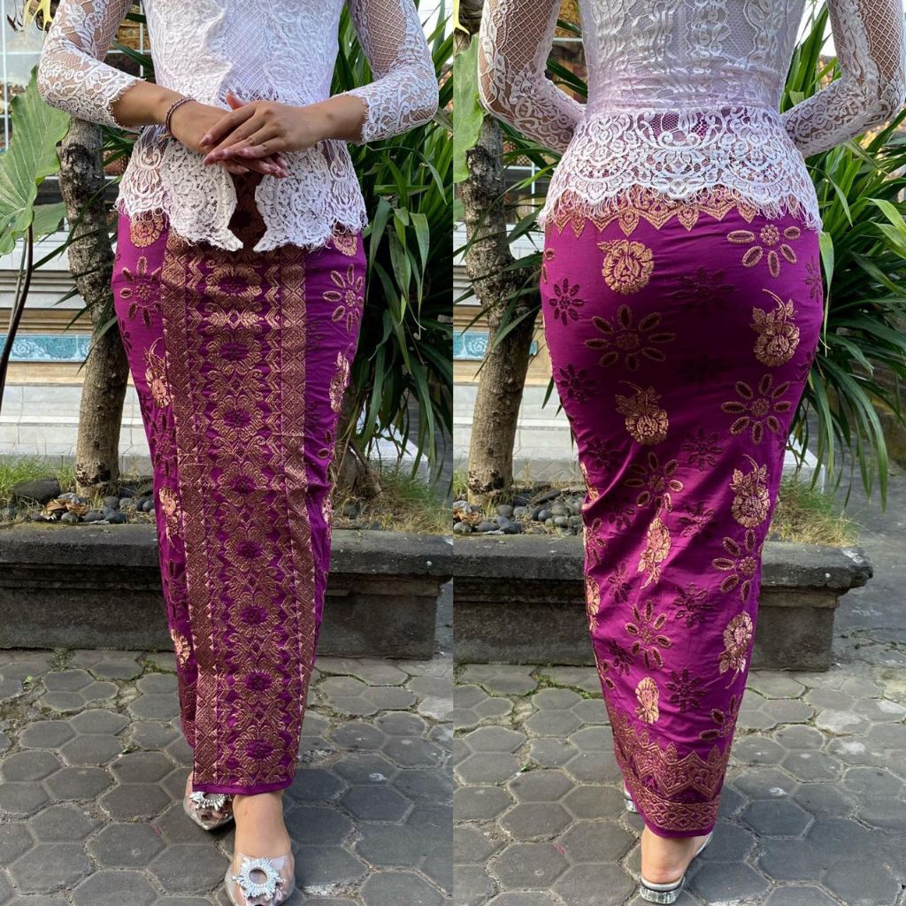 Kamen Jadi Bordir Katun Strait motif Sugeng setelan kebaya rok Bali wanita jumbo