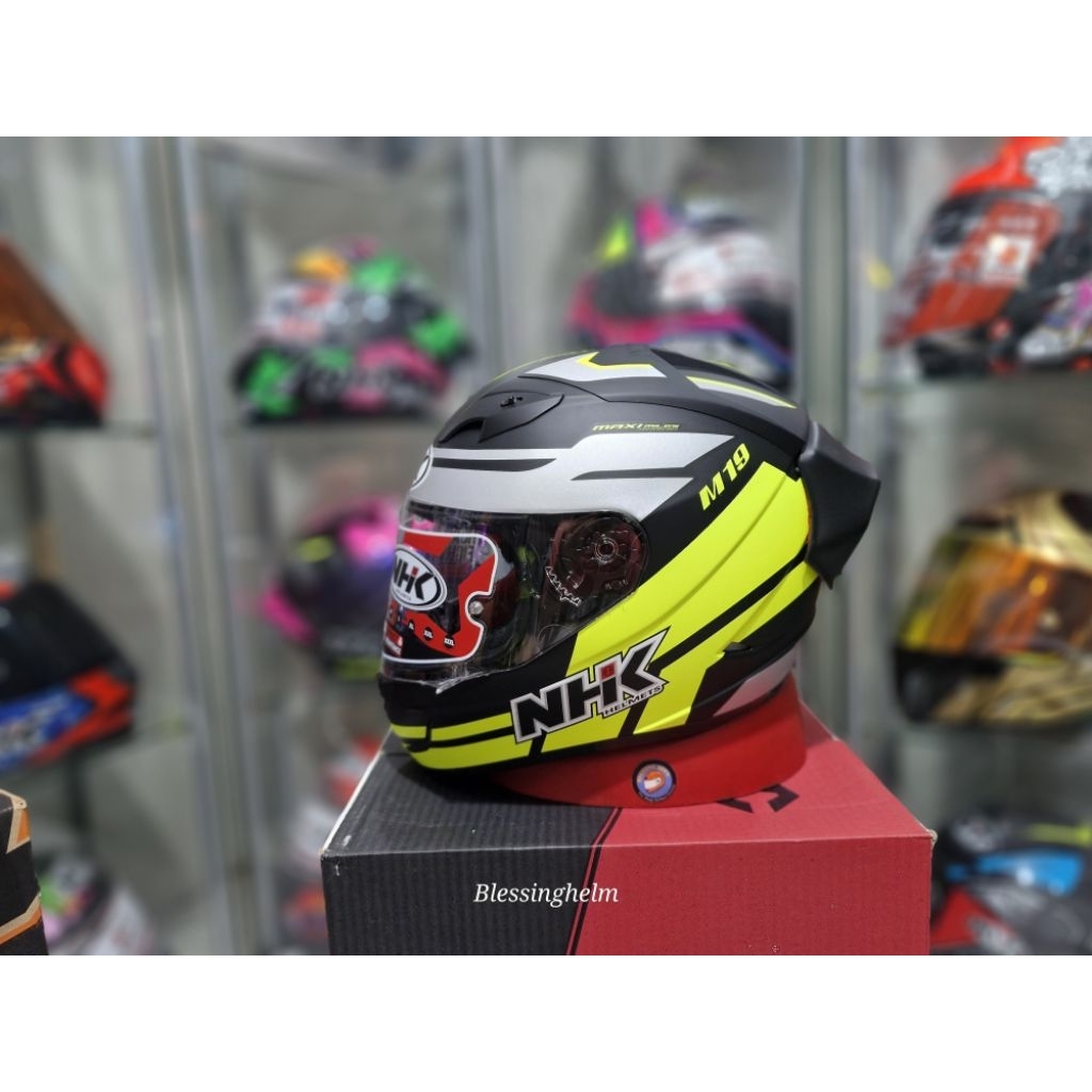 NHK GP 1000 M19 BLACK YELOW DOFF HELM FULL FACE PAKET SPOILER
