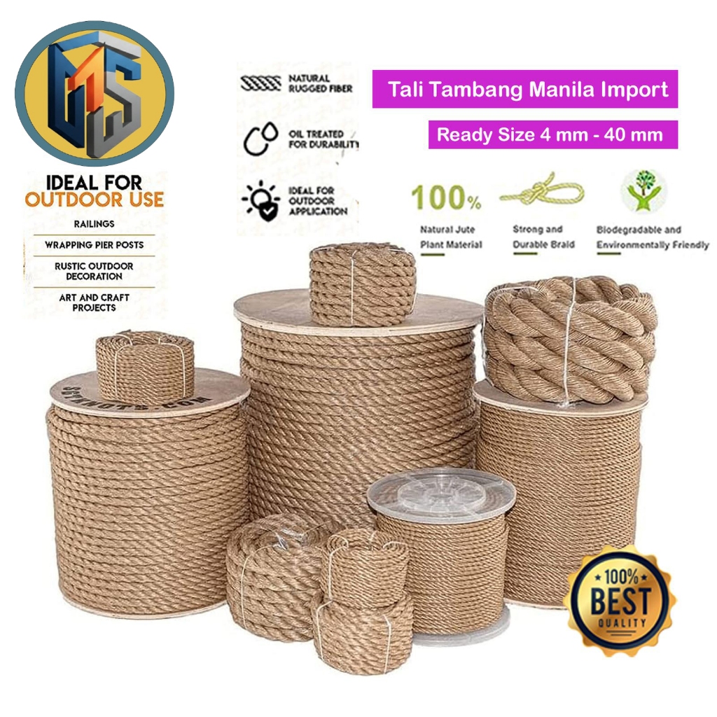 Tali Tambang 16mm 19mm Permeter Tali Tampar Tali Manila Tali Goni Tali Dadung Coklat Tali Kapal Tali