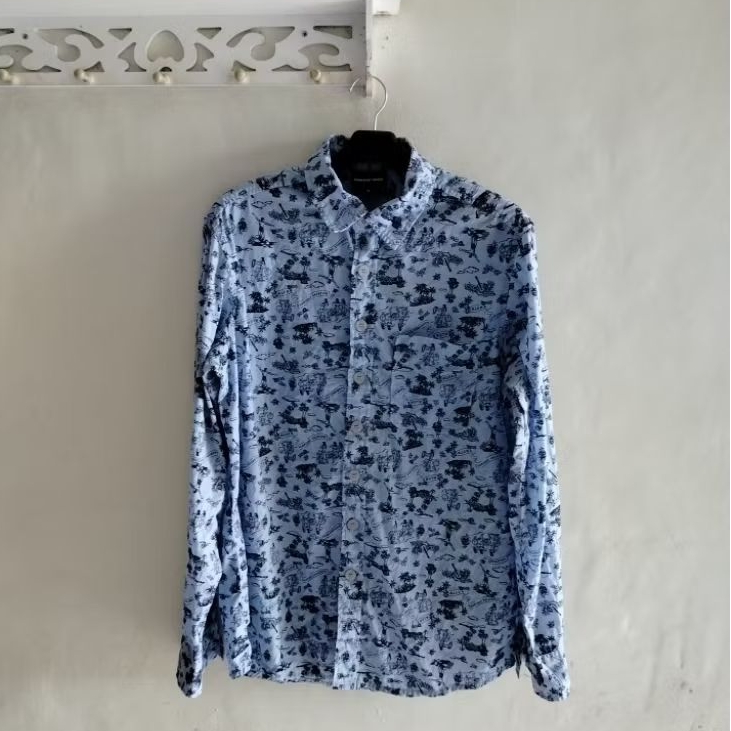 kemeja pria Hawai lengan panjang SIZE L